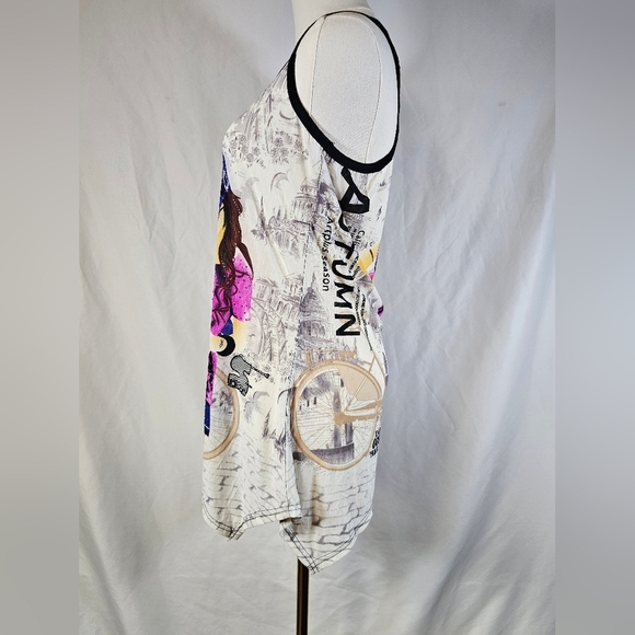 NWT Beautiful Silk Blend Pop Art All over Graphic Asian/Japanese Womens Tank Top - Picture 3 of 7